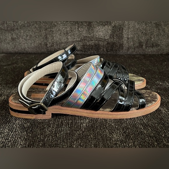 Freda Salvador Embossed Patent Leather Gladiator Sandals Black Color Size 7 - Picture 4 of 14